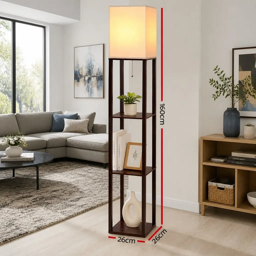 Vintage Floor Lamp with Storage & Light