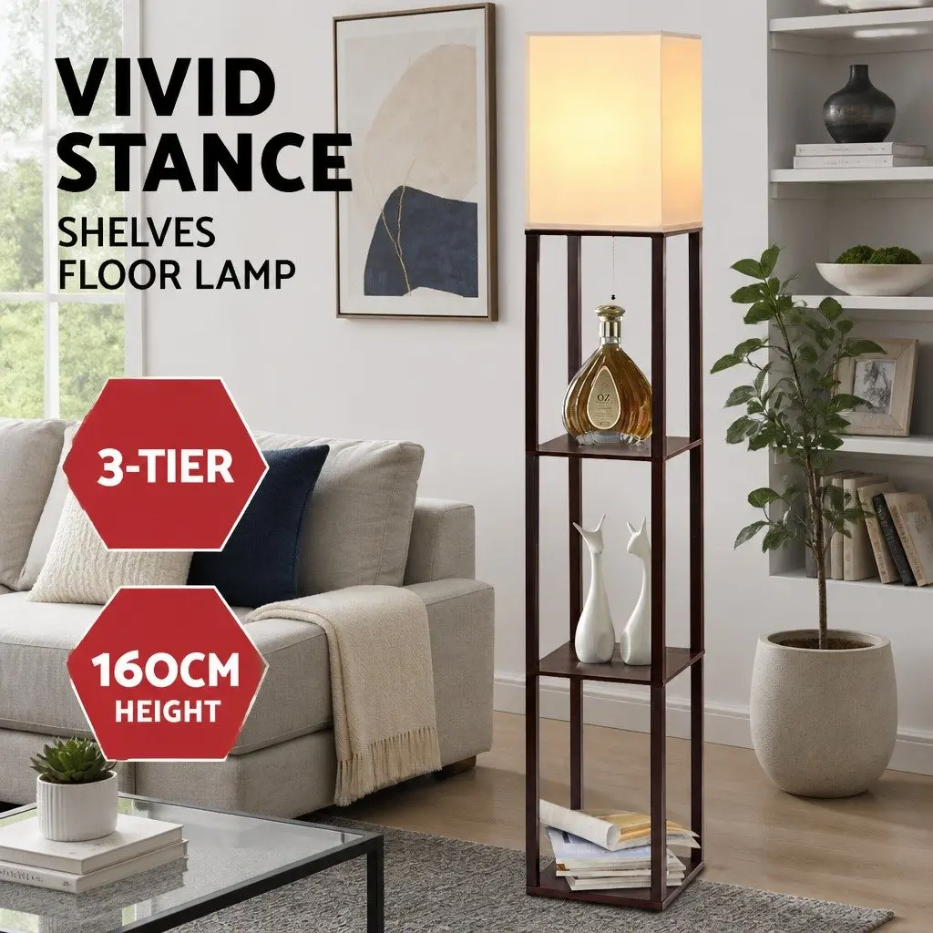 Vintage Floor Lamp with Storage & Light