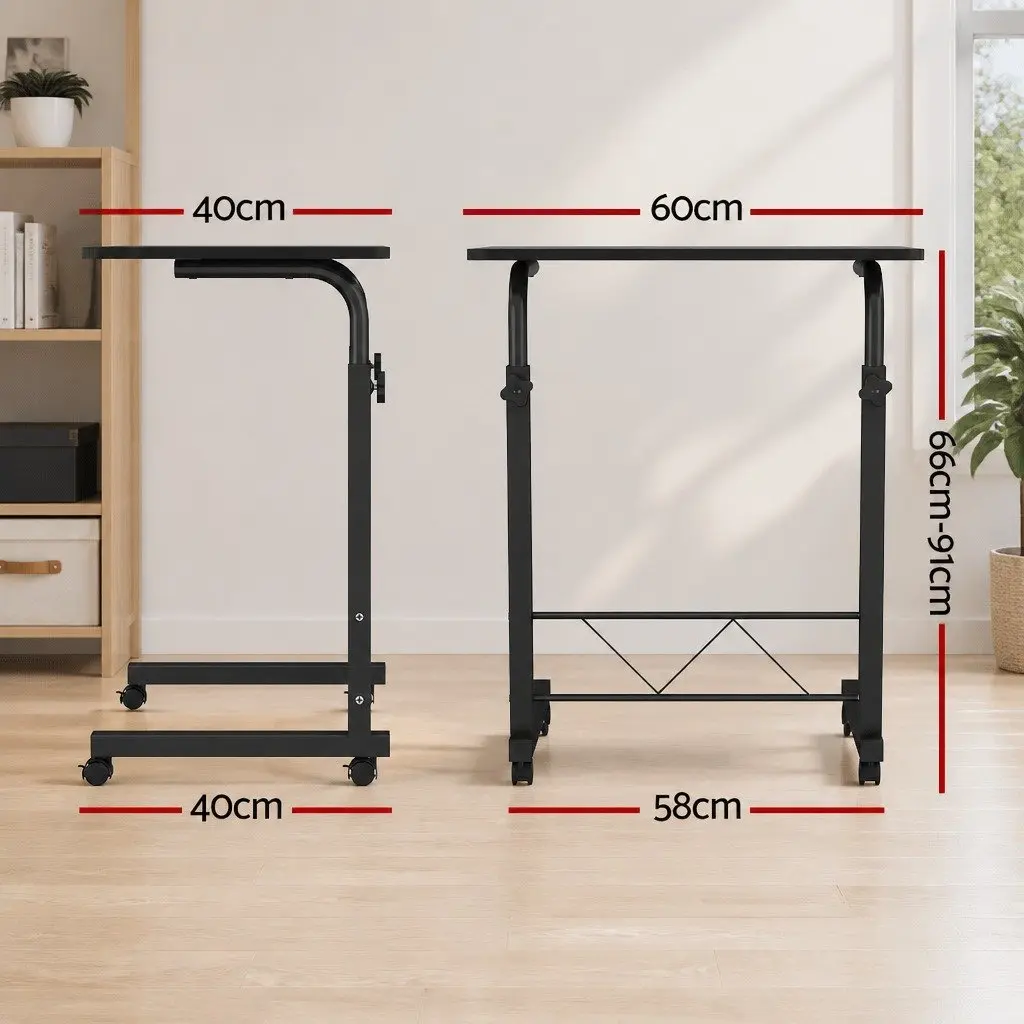 Mobile Laptop Desk Adjustable Height Workstation 60CM Black