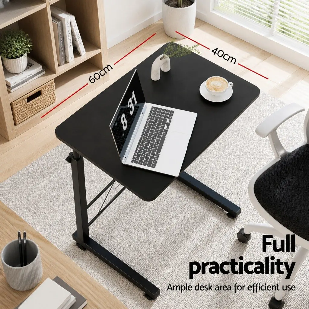 Mobile Laptop Desk Adjustable Height Workstation 60CM Black