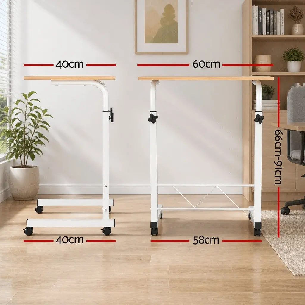 Mobile Laptop Desk Adjustable Height Portable Workstation 60CM Beige