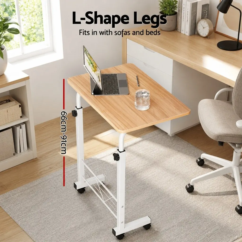Mobile Laptop Desk Adjustable Height Portable Workstation 60CM Beige