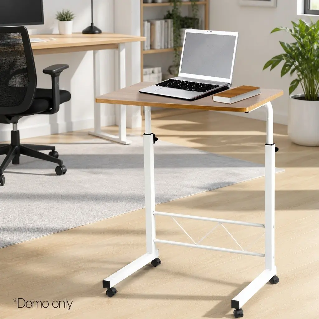 Mobile Laptop Desk Adjustable Height Portable Workstation 60CM Beige