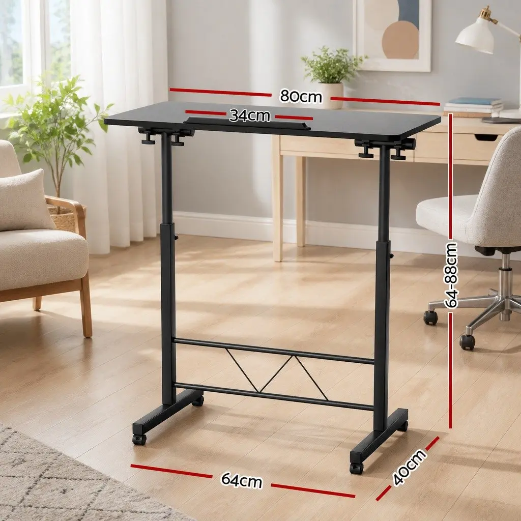Mobile Laptop Desk Height Adjustable Tilting 80CM Black