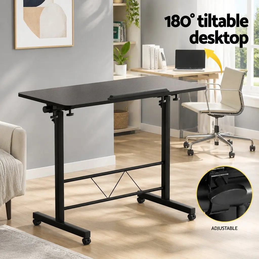 Mobile Laptop Desk Height Adjustable Tilting 80CM Black