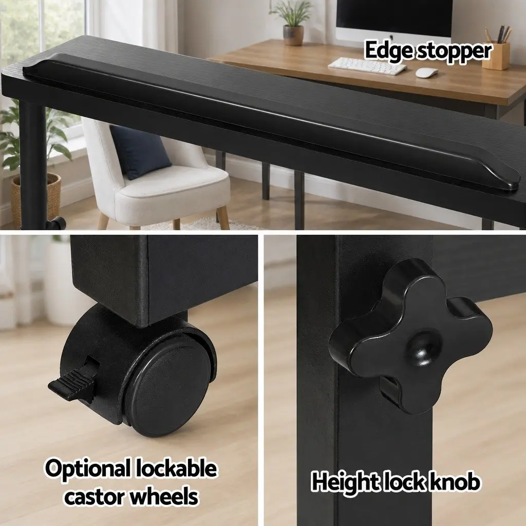 Mobile Laptop Desk Height Adjustable Tilting 80CM Black