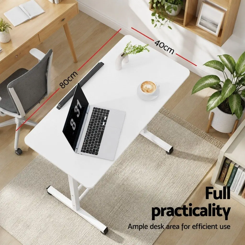 Mobile Laptop Desk Adjustable Height 80CM White Office Table Stand