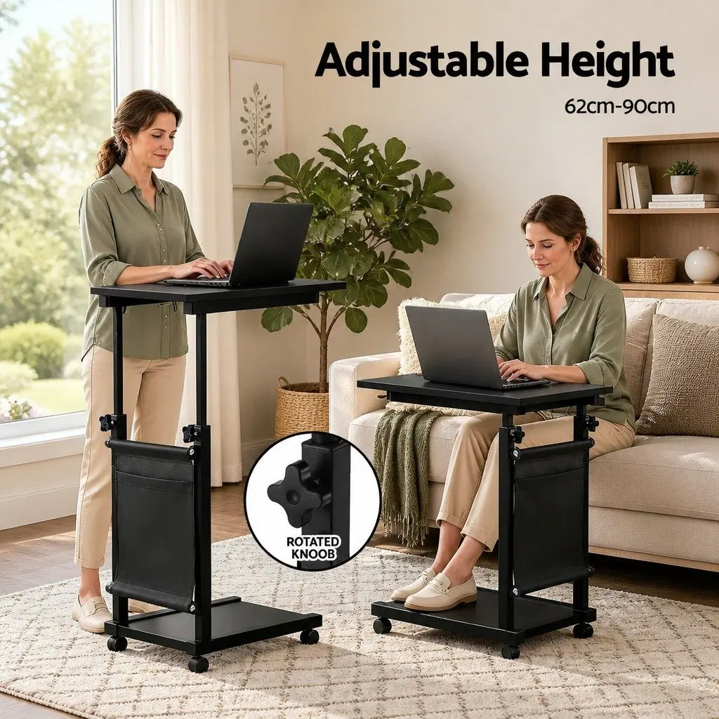 Mobile Laptop Desk Height Adjustable Workstation 48CM Oak White