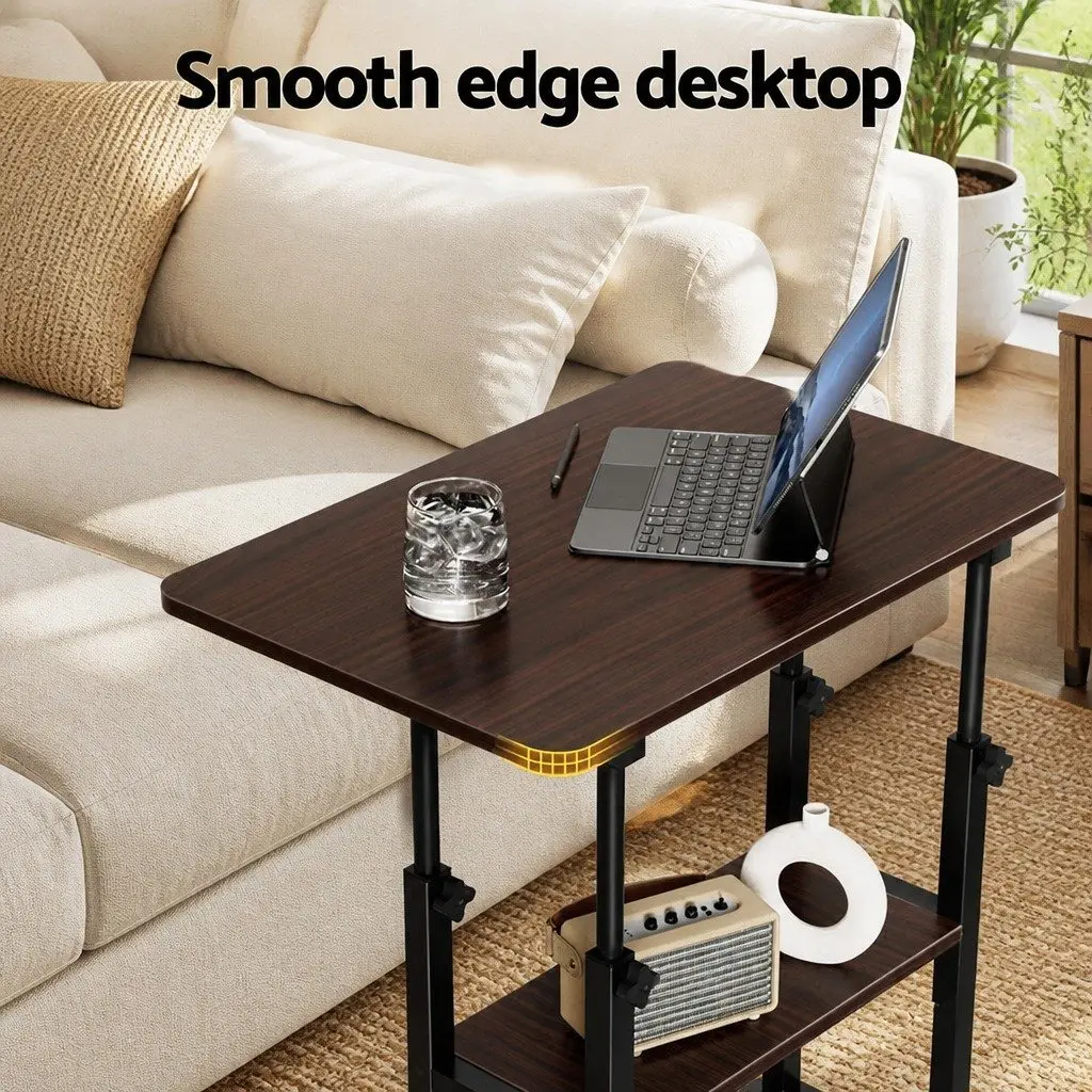 Mobile Laptop Desk Height Adjustable 60CM Walnut Black