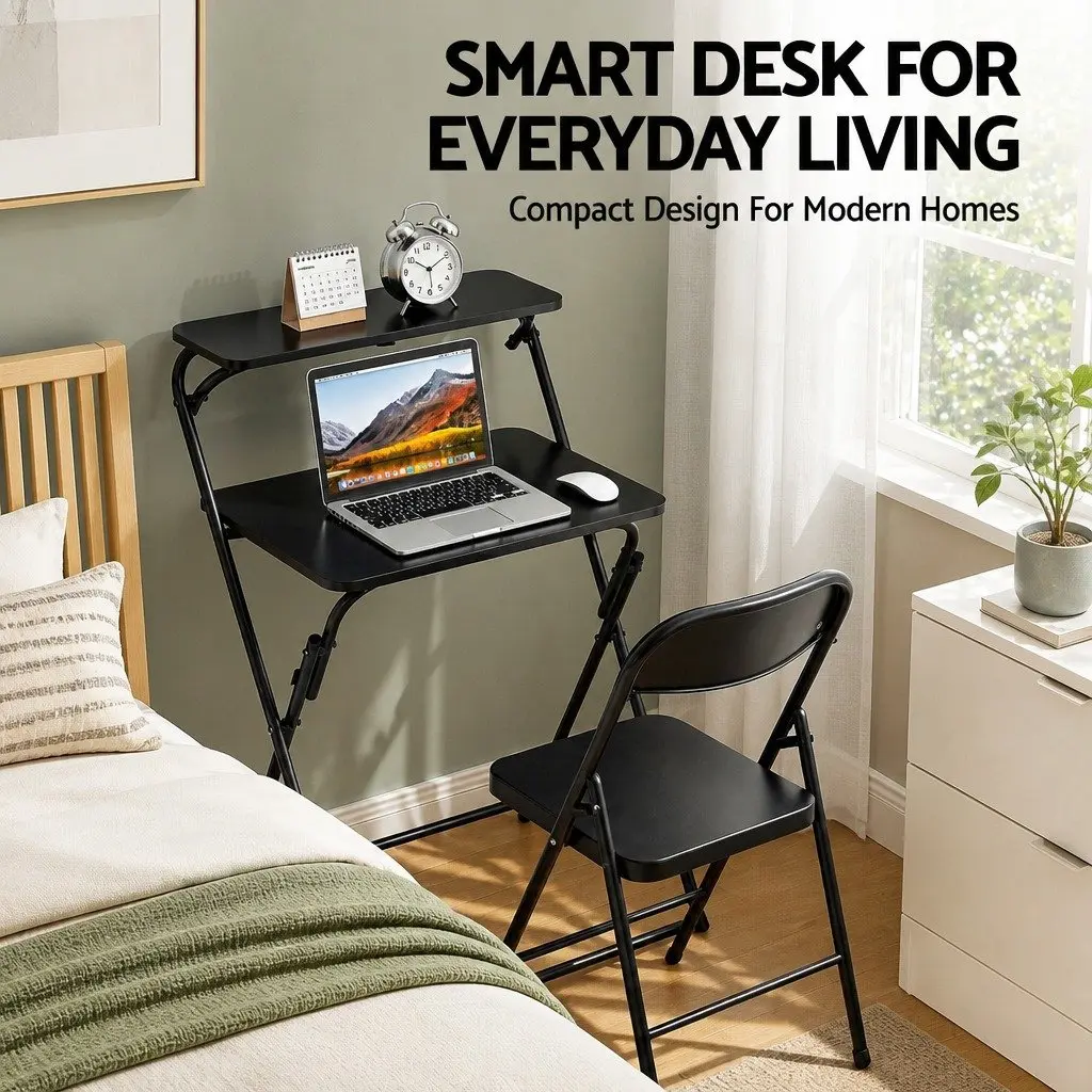 Foldable Laptop Desk Adjustable Study Writing Home Office Black