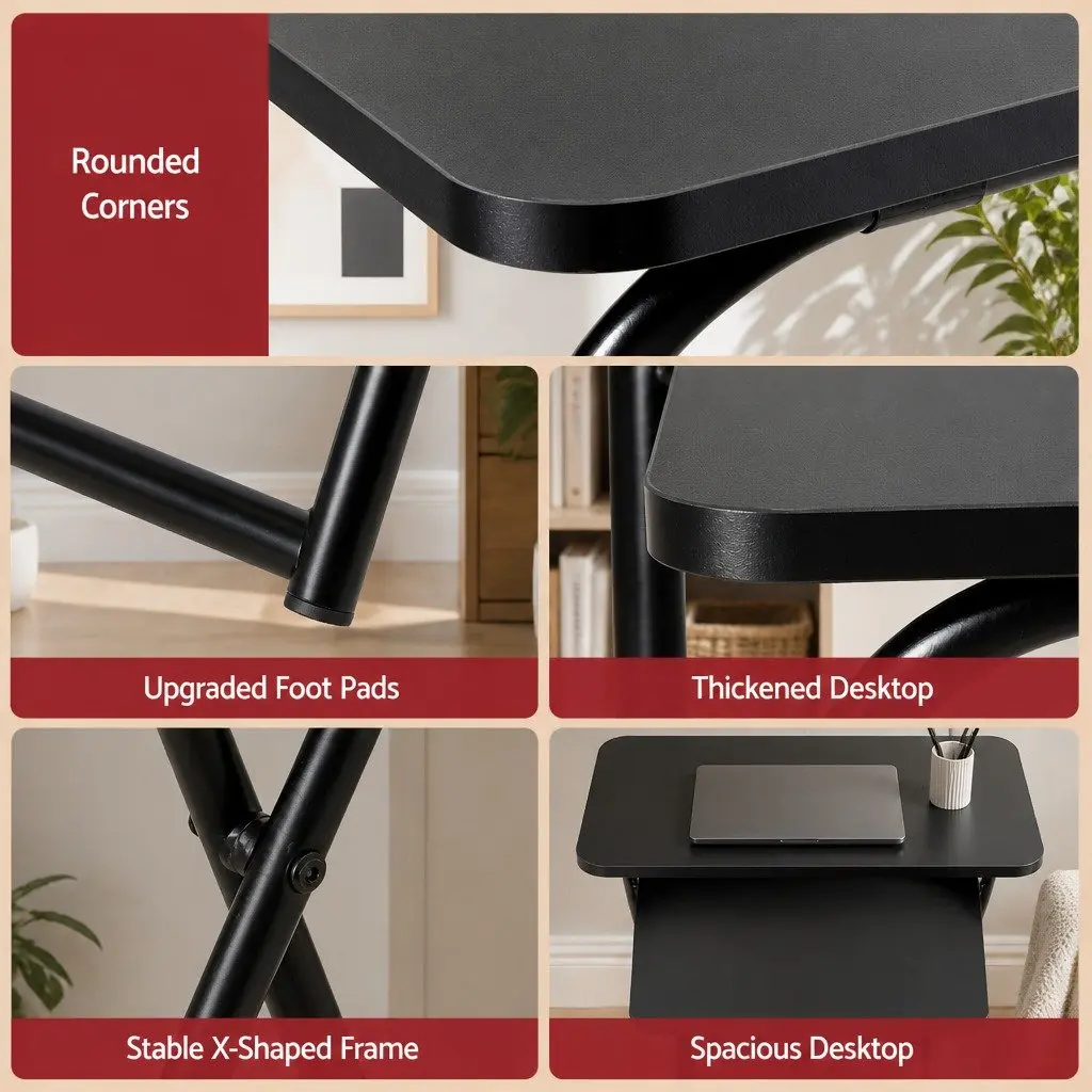 Foldable Laptop Desk Adjustable Study Writing Home Office Black