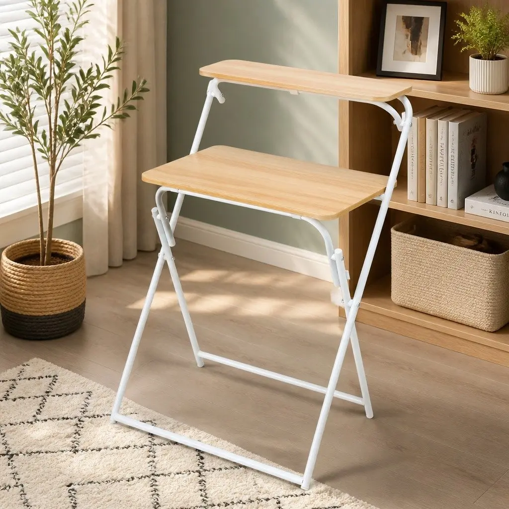 Foldable Laptop Desk Adjustable Study Table Home Office Workstation 65 x 44 x 93.5cm Walnut or White