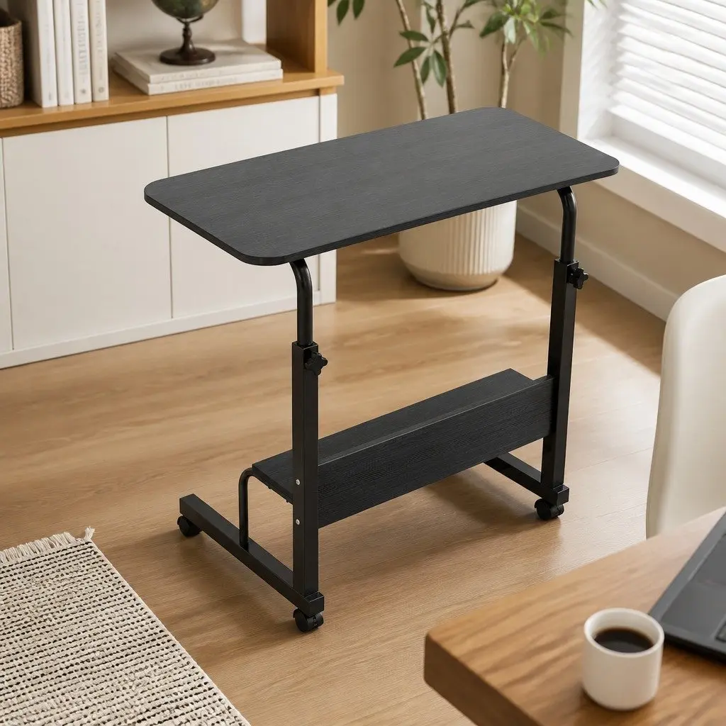 Portable Laptop Desk Height Adjustable Sit Stand Workstation 80CM Black