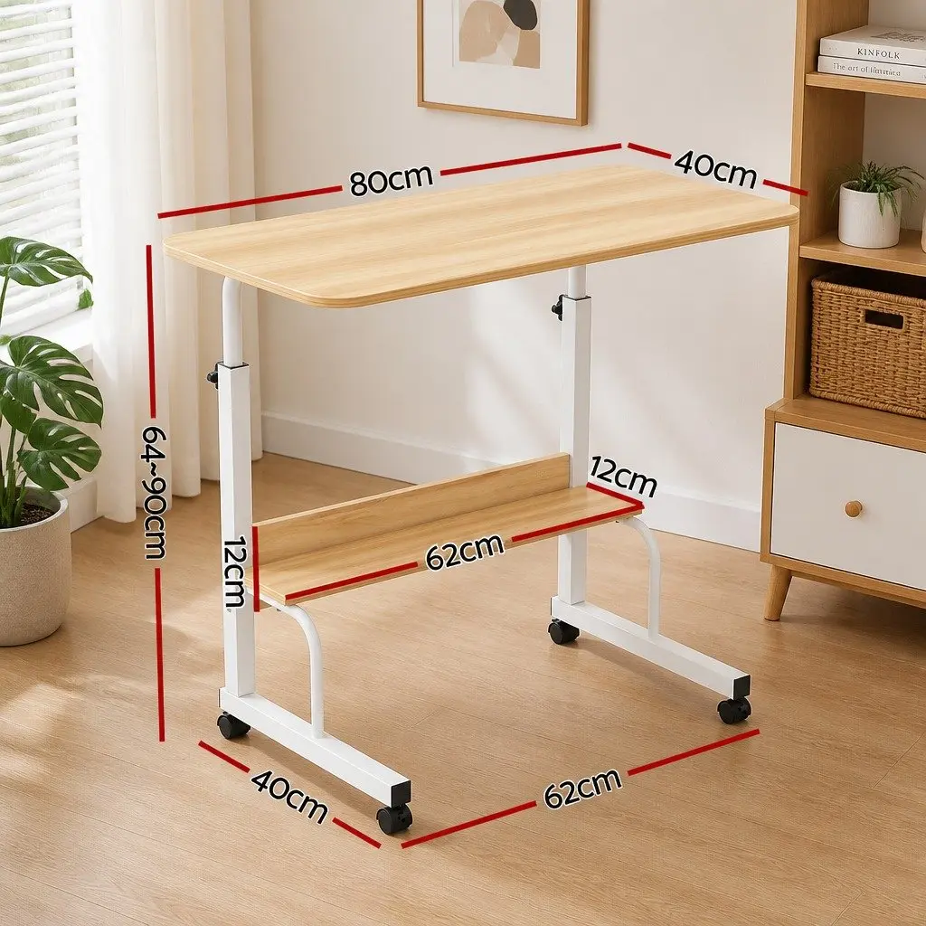 Portable Laptop Desk Sit Stand Height Adjustable Workstation with Caster Wheels