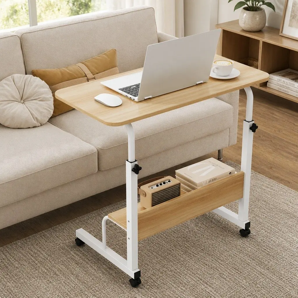 Portable Laptop Desk Sit Stand Height Adjustable Workstation with Caster Wheels