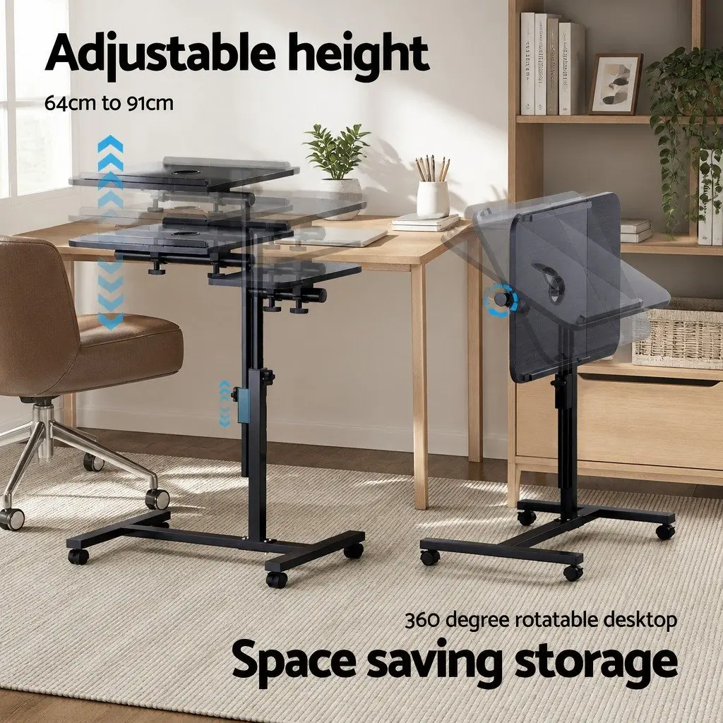 Laptop Desk Stand Adjustable Height 60cm Swivel Tilting Black