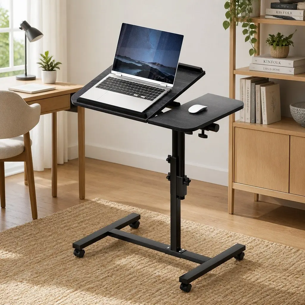 Laptop Desk Stand Adjustable Height 60cm Swivel Tilting Black