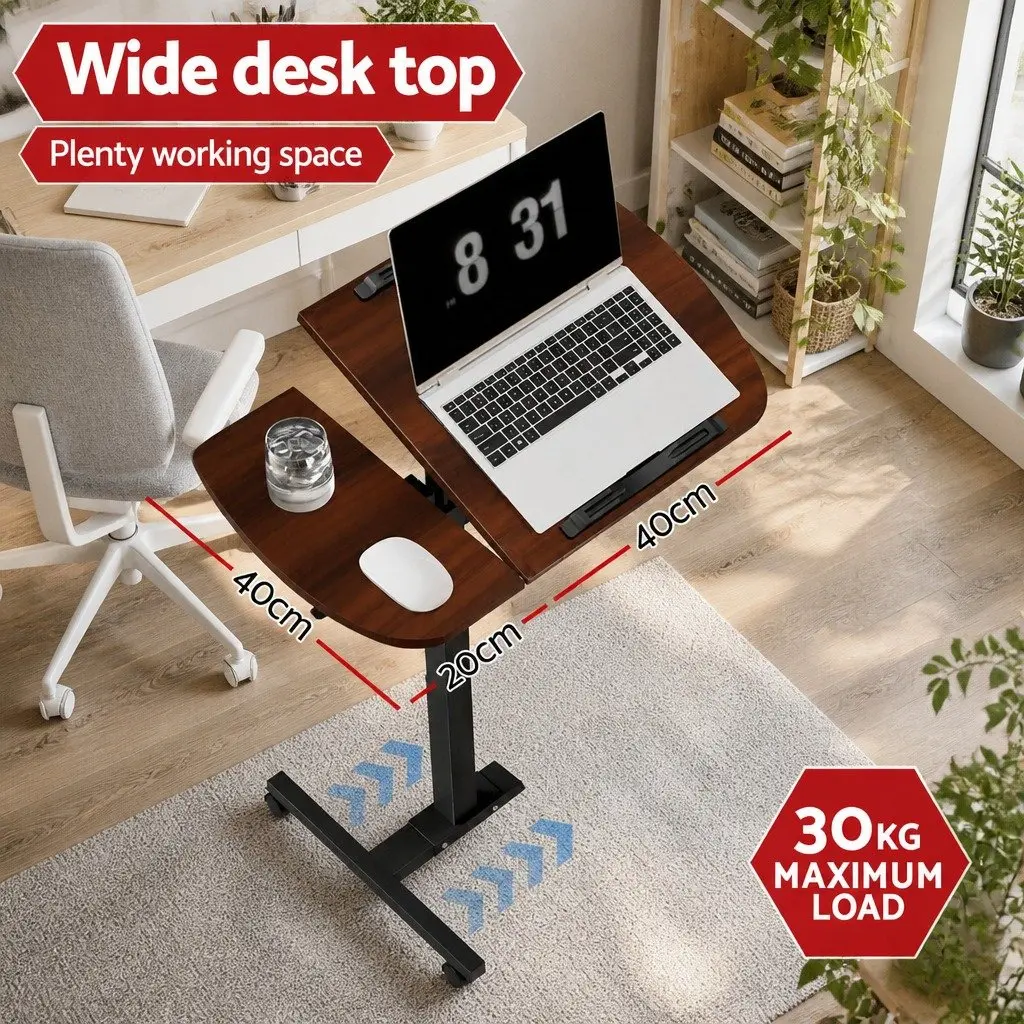Mobile Laptop Desk 360° Rotating Stand Adjustable Height Tilt Lockable Wheels