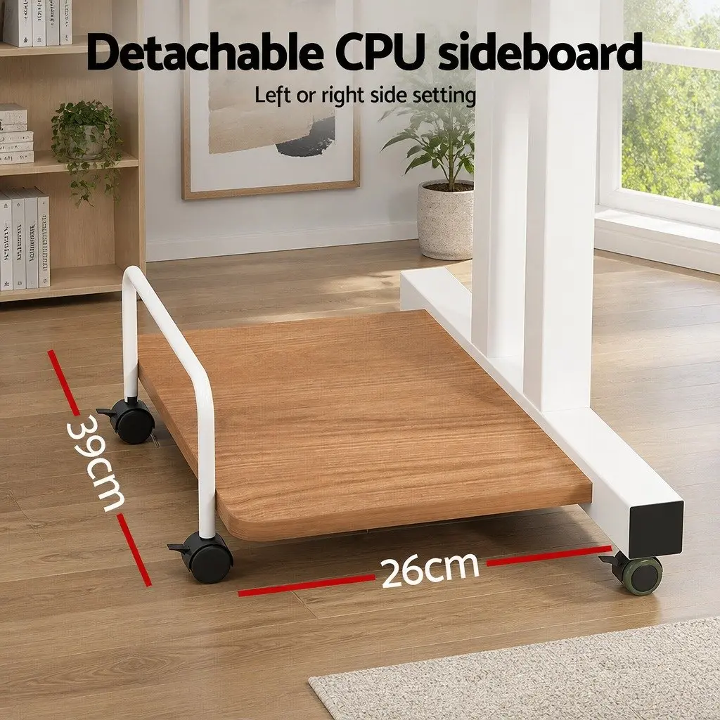 Mobile Twin Laptop Desk Adjustable Height Tilting Tabletop with Castor Wheels