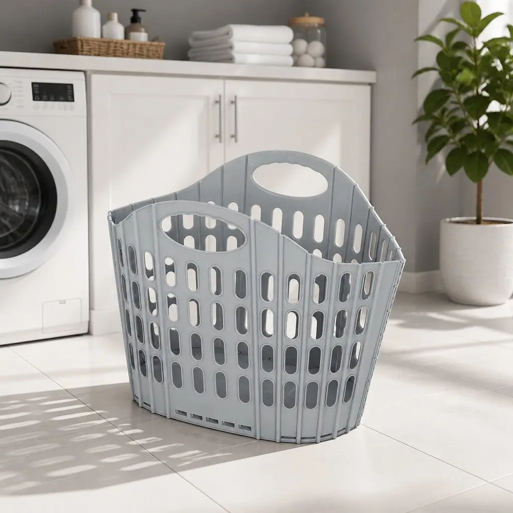 Foldable Laundry Basket Large Capacity Clothes Storage Organiser Grey