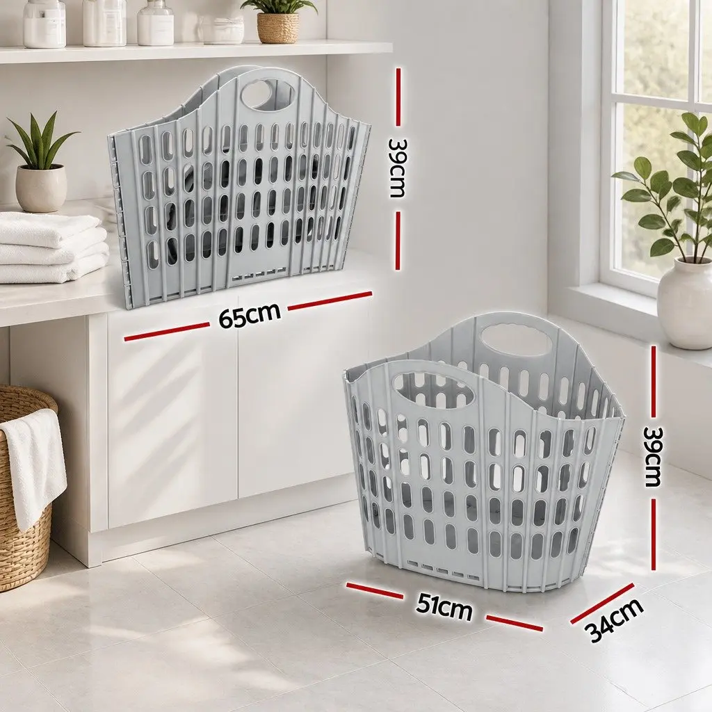 Foldable Laundry Basket Large Capacity Clothes Storage Organiser Grey