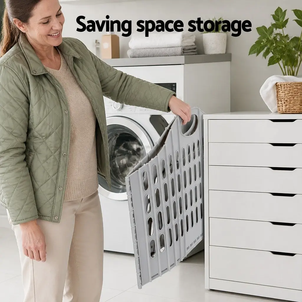 Foldable Laundry Basket Large Capacity Clothes Storage Organiser Grey
