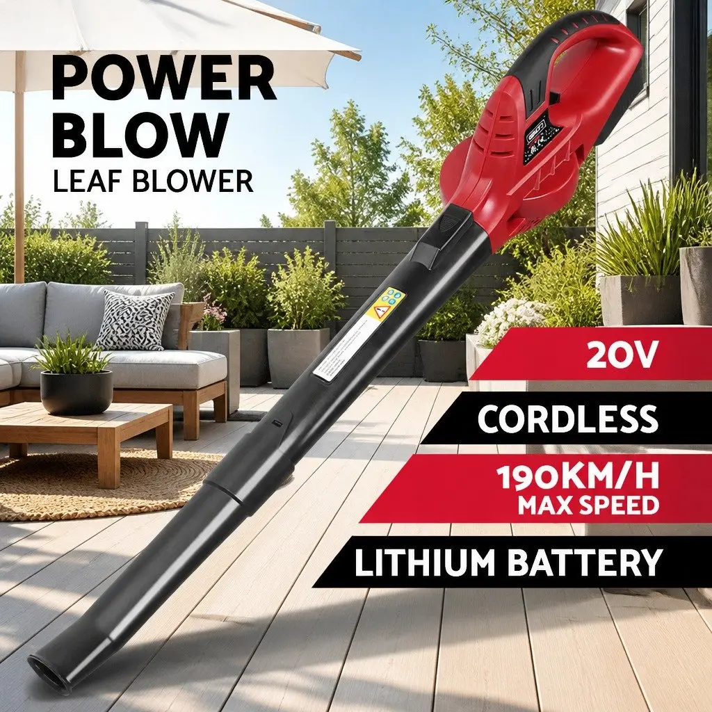 Cordless Leaf Blower 20V Lithium Battery Electric Garden Tool 2-Speed Black