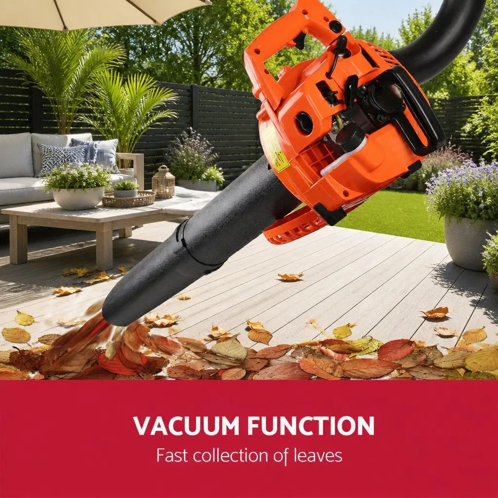 Petrol Leaf Blower Vacuum 2-in-1 Garden Vac Mulcher 25.4cc 7000RPM Red