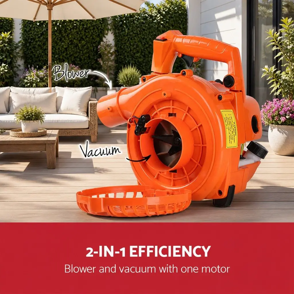 Petrol Leaf Blower Vacuum 2-in-1 Garden Vac Mulcher 25.4cc 7000RPM Red