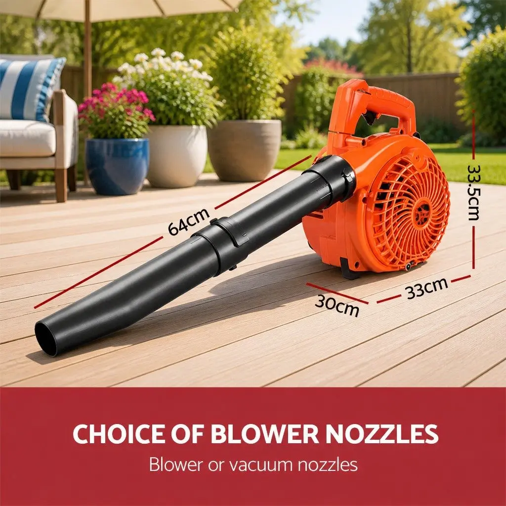 Petrol Leaf Blower Vacuum 2-in-1 Garden Vac Mulcher 25.4cc 7000RPM Red