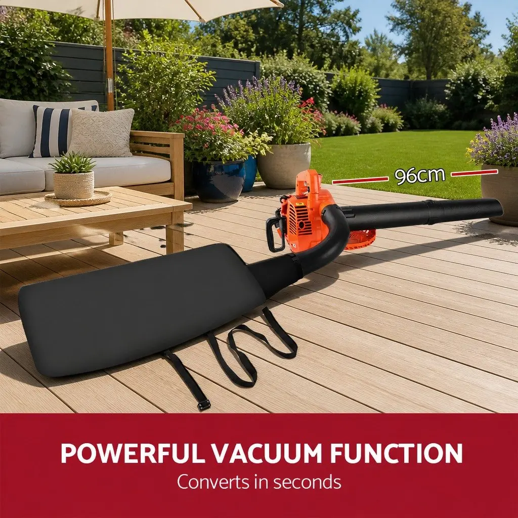 Petrol Leaf Blower Vacuum 2-in-1 Garden Vac Mulcher 25.4cc 7000RPM Red