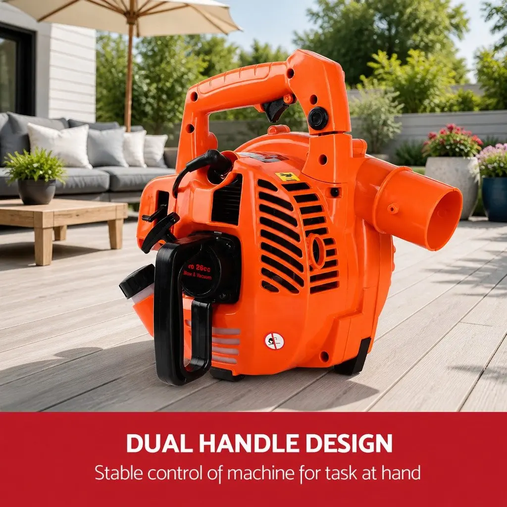 Petrol Leaf Blower Vacuum 2-in-1 Garden Vac Mulcher 25.4cc 7000RPM Red