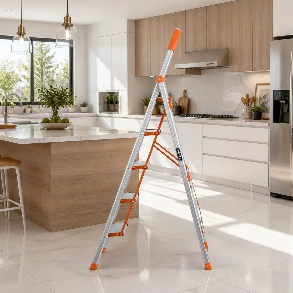 5 Step Ladder Folding Lightweight Aluminium Multi-Purpose Indoor Outdoor Silver