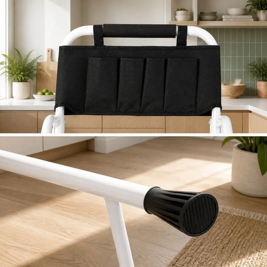 4 Step Ladder Folding Steel Multi-Purpose Tool Bag Black White