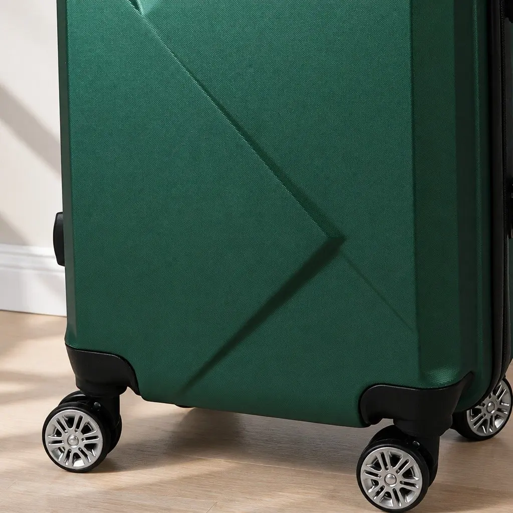 Luggage Set Travel Suitcase 20" Vanity Bag 12" Carry-On Trolley Green