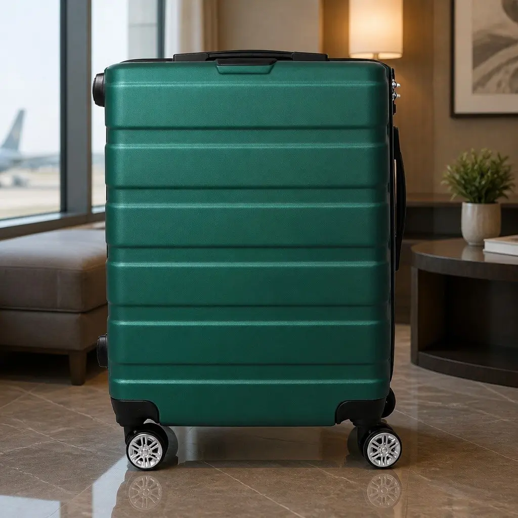 20 Inch Carry On Luggage Case Green Hard Shell Suitcase