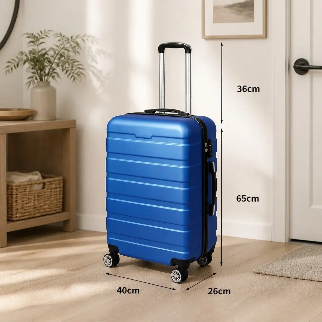 24 Inch Luggage Suitcase Hard Shell Travel Case Spinner Wheels Blue