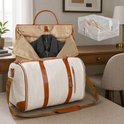 Durable Beige Garment Bag with Roomy Capacity