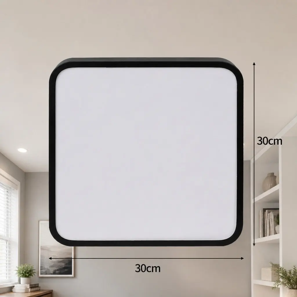 LED Ceiling Down Light 18W 30cm Square Ultra-Thin Black Panel Flush Mount