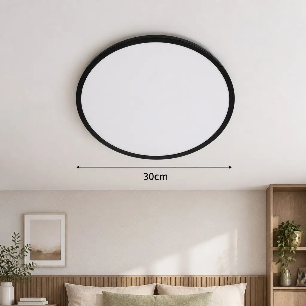 LED Ceiling Light 18W Ultra-Thin 30CM Black Flush for Bedroom Kitchen Living Room