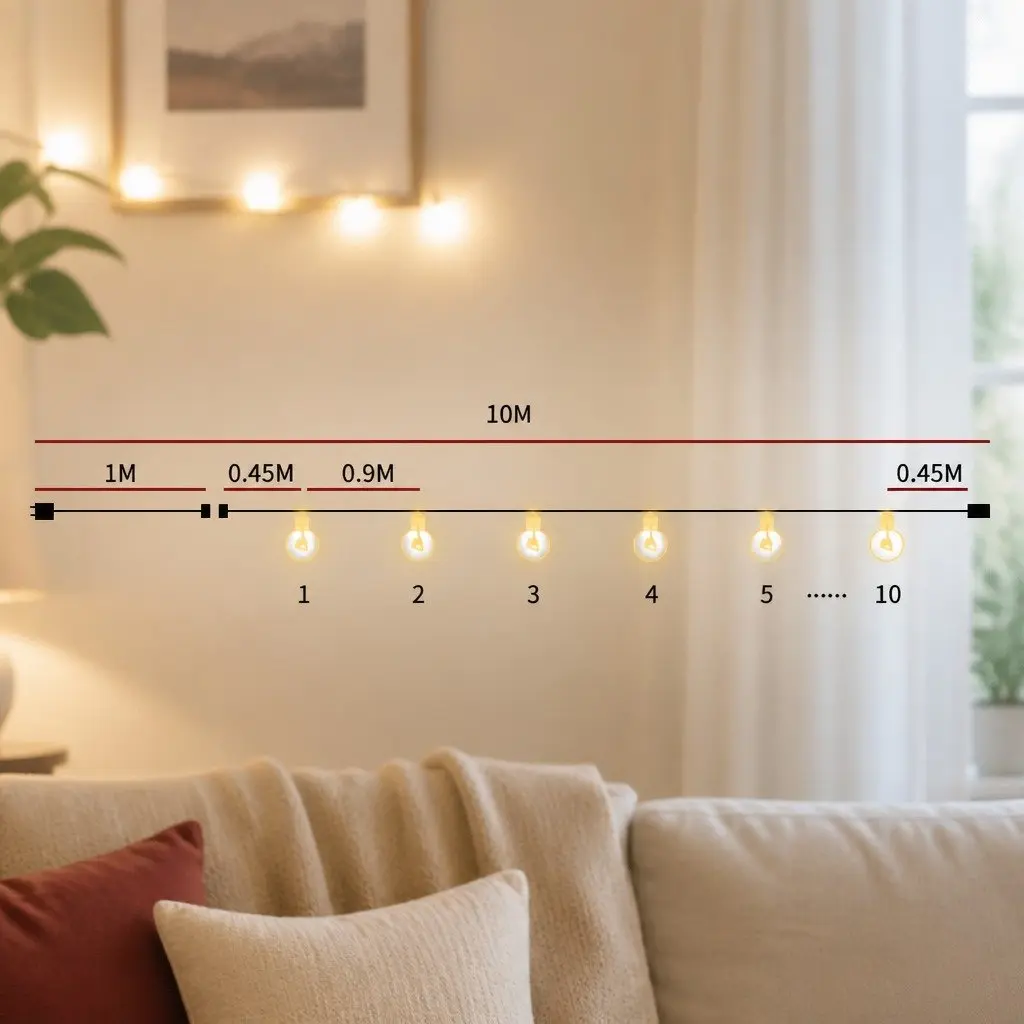 10M Festoon String Lights with Extra Bulb
