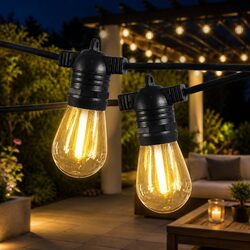 30M Festoon String Lights 30 LED Bulbs Outdoor Garden Patio Warm White IP44