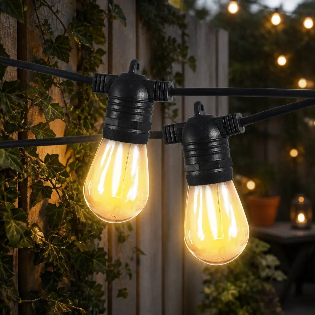 Festoon String Lights 50M Outdoor Wedding Patio Garden Warm White LED 50 Bulbs
