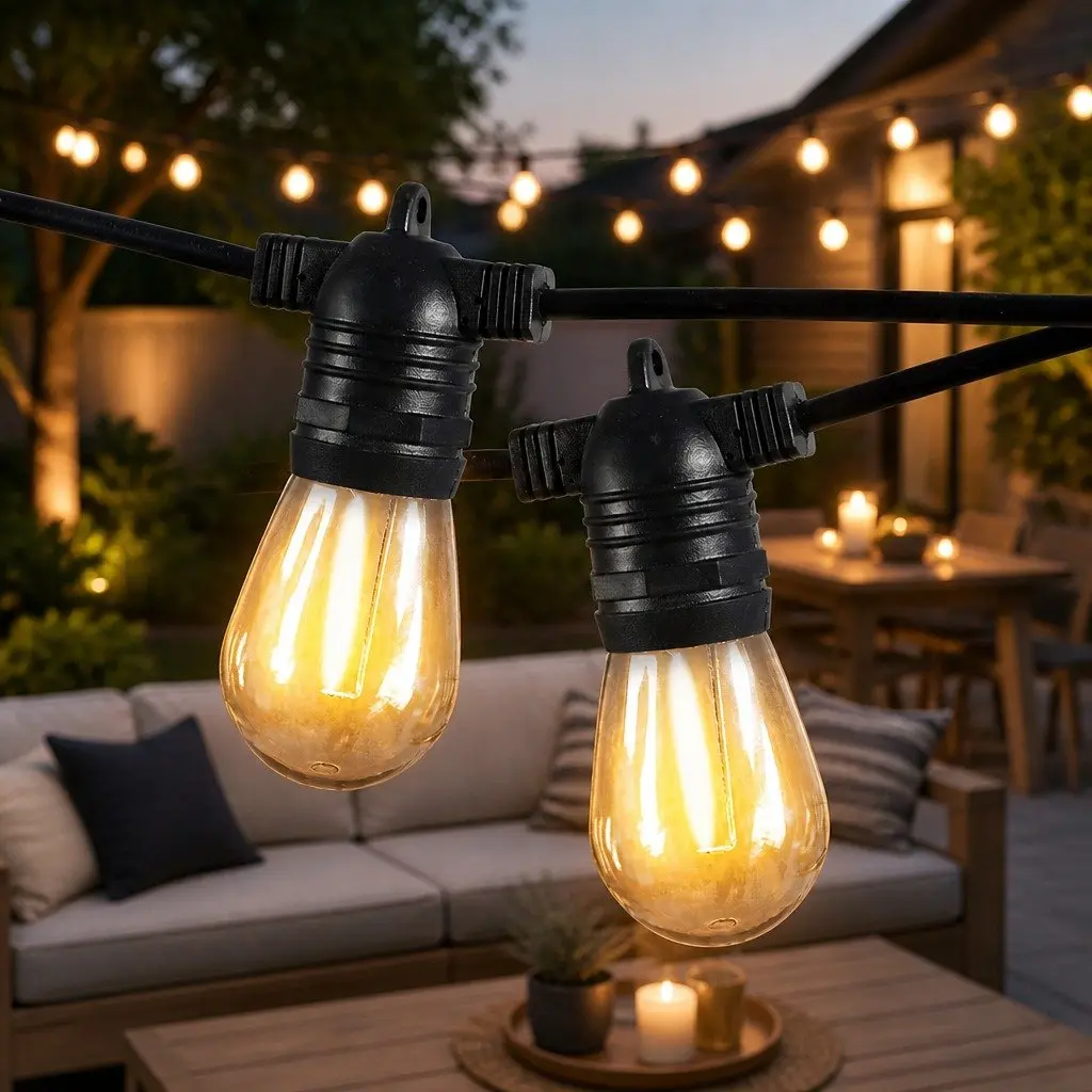 60M Festoon String Lights with Extra Bulbs