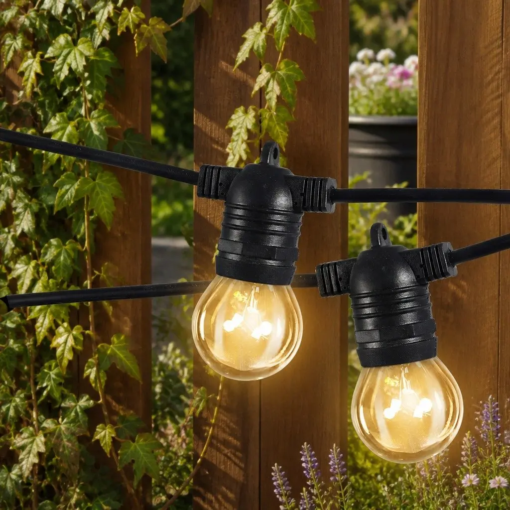 Festoon String Lights 50 Bulbs Outdoor Patio Decor Warm White LED 50M Length