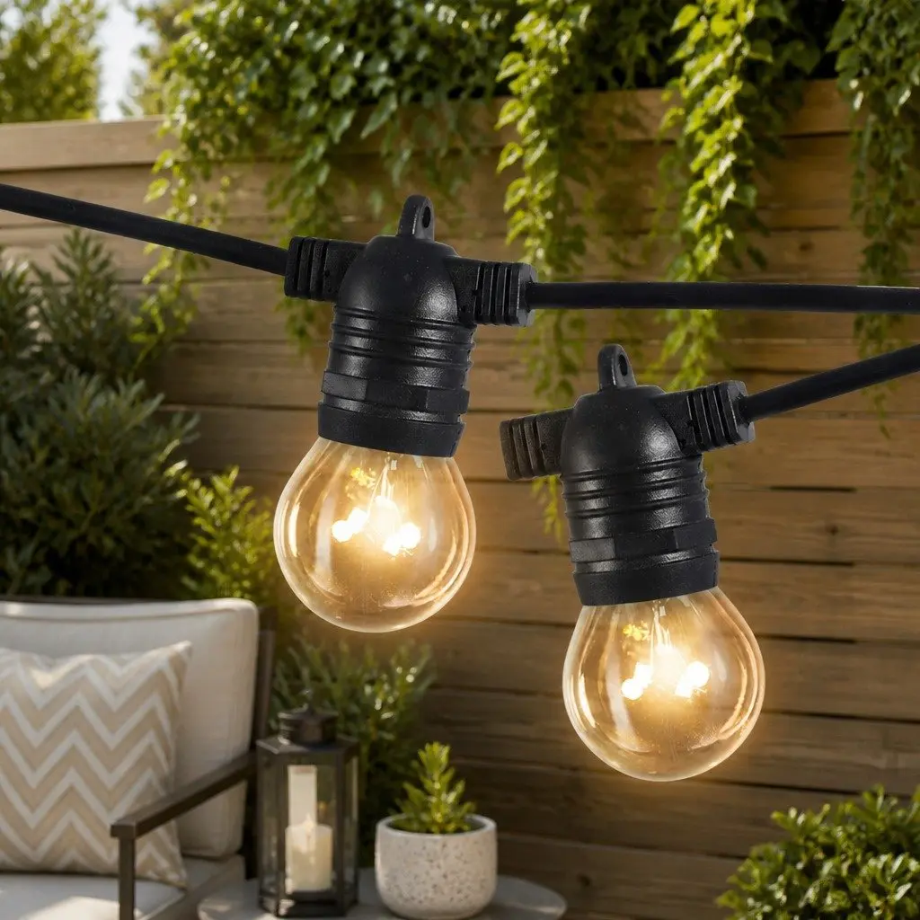 Festoon String Lights 50 Bulbs Outdoor Patio Decor Warm White LED 50M Length