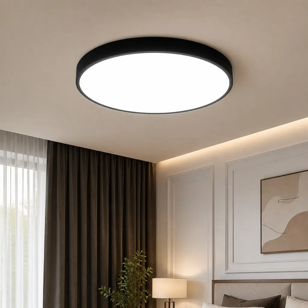 LED Ceiling Light 36W Dimmable 3-Colour Round Black Modern Interior Lighting 30cm