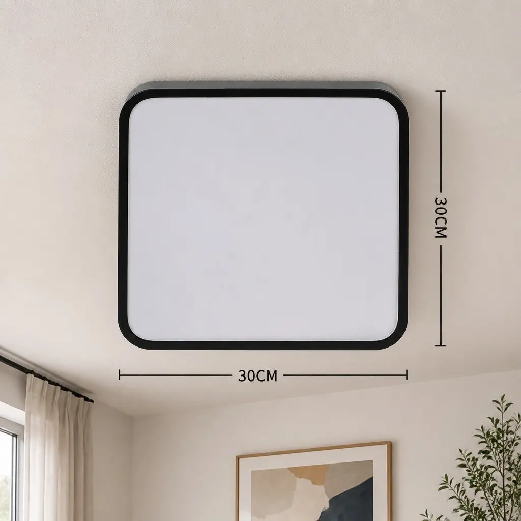 LED Ceiling Light 36W 3-Colour Square Modern Interior Flush Mount Fixture Black