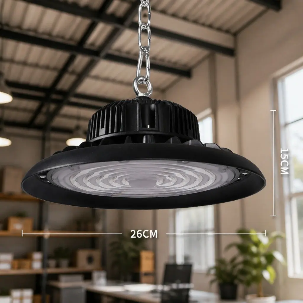 100W UFO High Bay LED Light Commercial Warehouse Workshop Gym Black