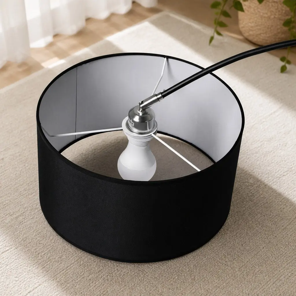LED Floor Lamp Reading Light Adjustable Arm Black Marble Base